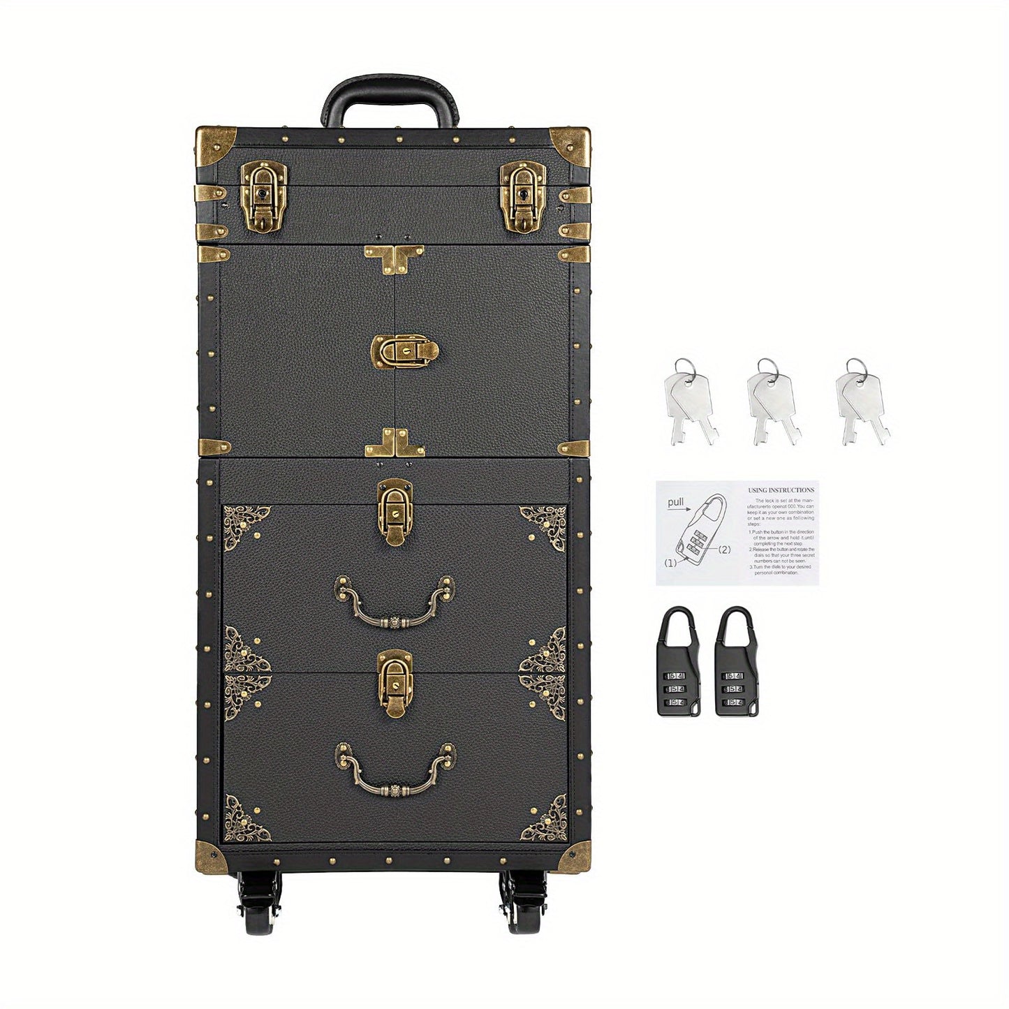 Thermall Professional Lockable Rolling Hairdressing Trolley with 4-Wheel Mobility