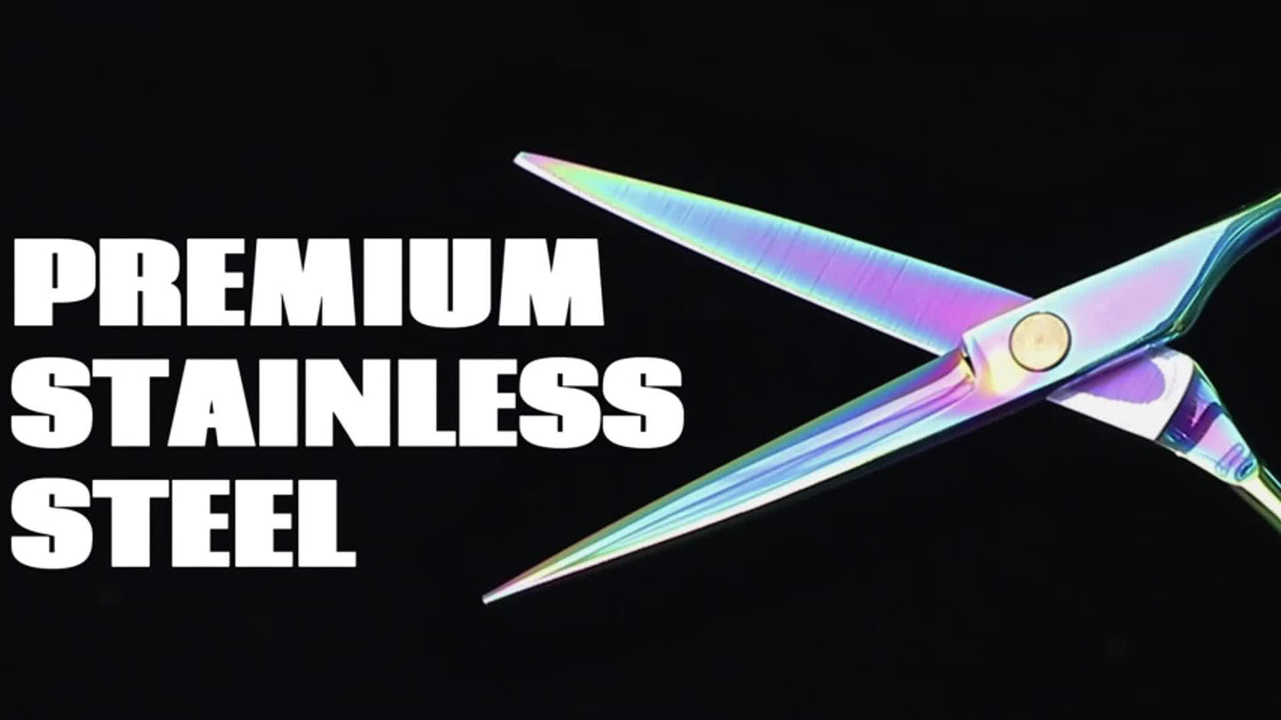 Hair Triming Scissors Kit, Professional Barber Scissors Hairdressing Shears Set with Stainless Steel Hair Scissors Thinning Scissors for Men Women Pet 10Pcs Purple