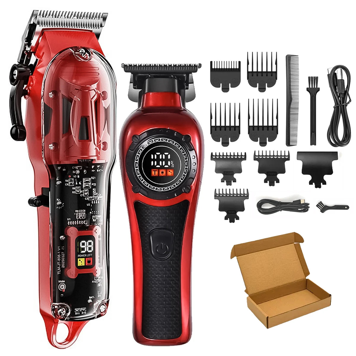 BRDCLIP 016 6135 6800RPM 7500RPM Professional Barber Hair Clipper Transparent Digital Hair Trimmer Salon Home Use Trimming Tool