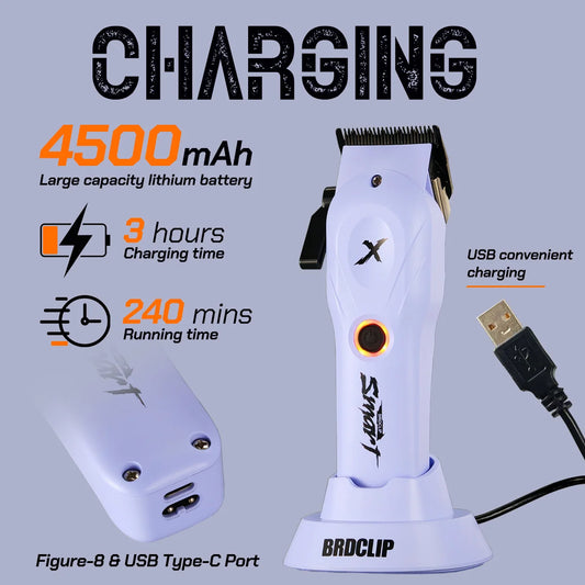 8800RPM New Professional BRDCLIP BRD-108 Electric High Power Motor Hair Clipper Hair Salon 4500mAH DLC Blade Men Barber Machine