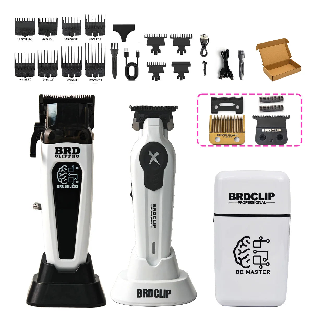 Professional BRDCLIP Barber FA1C FA1T JC10000 White 8800RPM 10000RPM DLC FADE Blade Hair Clipper Electric Trimmer Charging Base