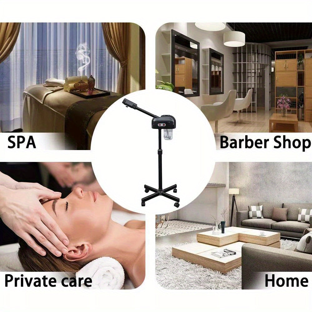 Compact Size] Ebony Elegance: Professional 2-in-1 Black Facial Steamer