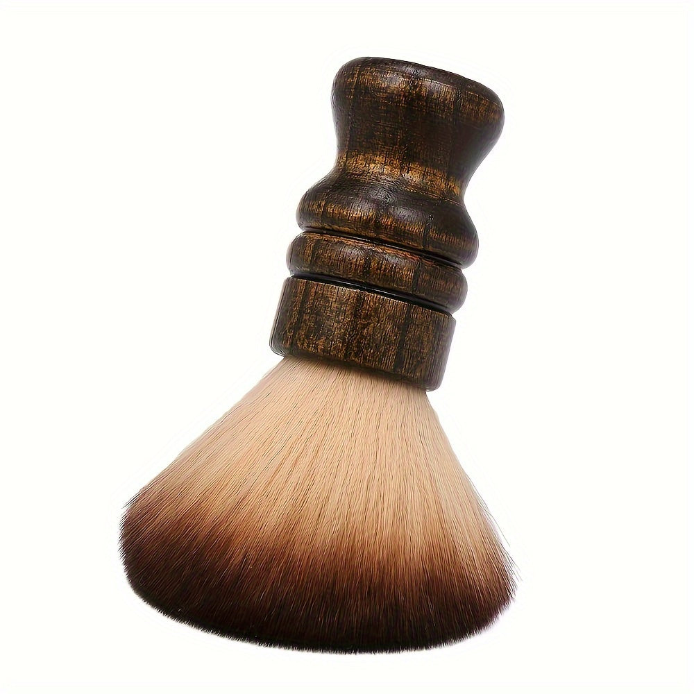 Barber Neck Duster Brush, Soft Natural Fiber Bristles, Wood Handle, Hair Cutting And Styling Dust Brush For Salon & Home Use