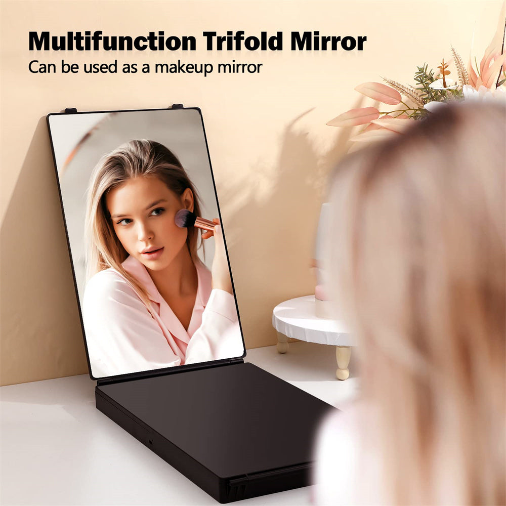 LED 3 Way Mirror For Self Hair Cutting Mirror Makeup Mirror Barber Supplies Accessories 360 Vanity Mirrors With Light Trifold Mirror To See Back Of Head