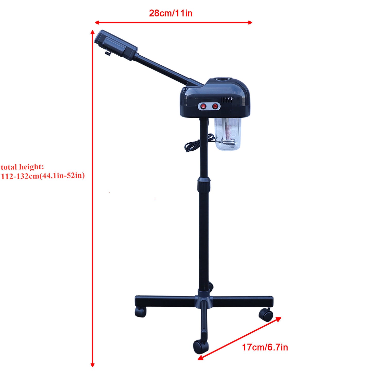 Compact Size] Ebony Elegance: Professional 2-in-1 Black Facial Steamer