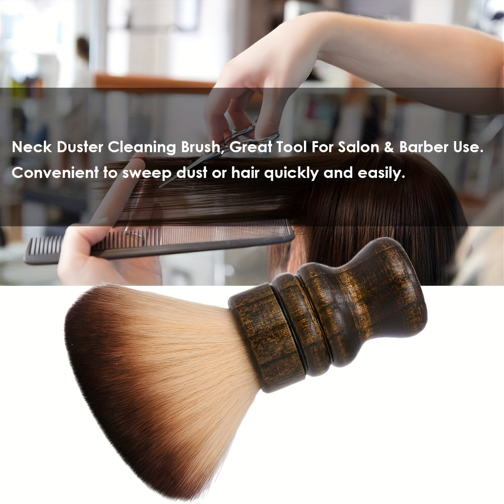 Barber Neck Duster Brush, Soft Natural Fiber Bristles, Wood Handle, Hair Cutting And Styling Dust Brush For Salon & Home Use