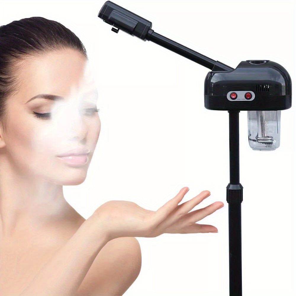 Compact Size] Ebony Elegance: Professional 2-in-1 Black Facial Steamer