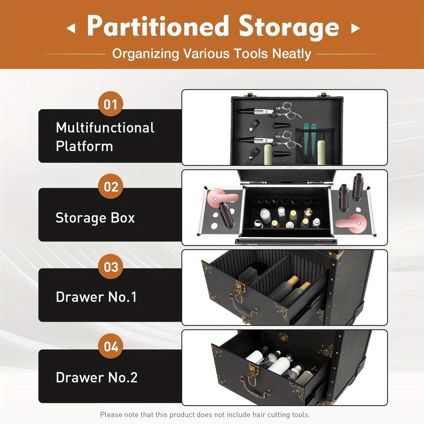 Thermall Professional Lockable Rolling Hairdressing Trolley with 4-Wheel Mobility