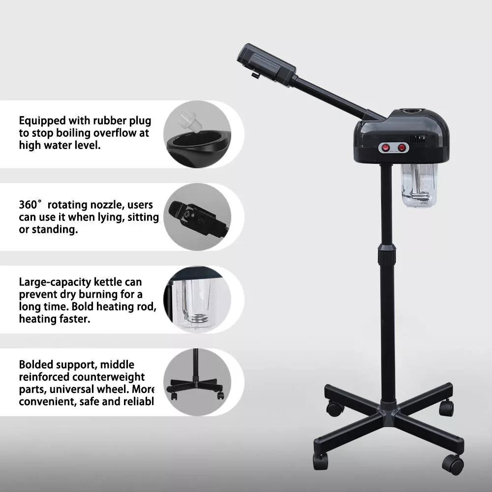 Compact Size] Ebony Elegance: Professional 2-in-1 Black Facial Steamer