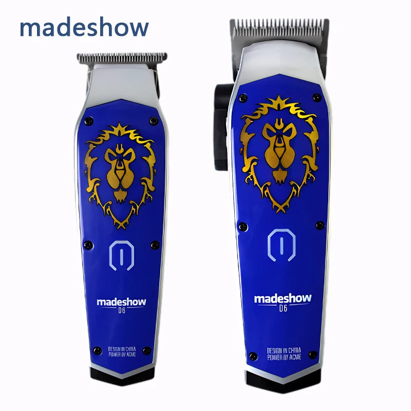 Madeshow D6 Professional Clipper Set - 7200RPM Ceramic Blade, 2200mAh Battery, All-Metal Body for Barber Fading & Trimming