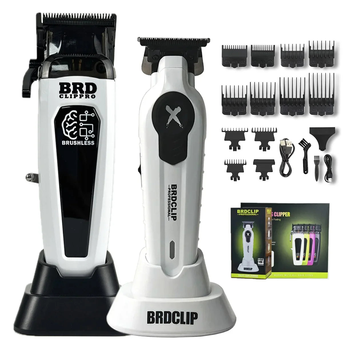 Professional BRDCLIP Barber FA1C FA1T JC10000 White 8800RPM 10000RPM DLC FADE Blade Hair Clipper Electric Trimmer Charging Base