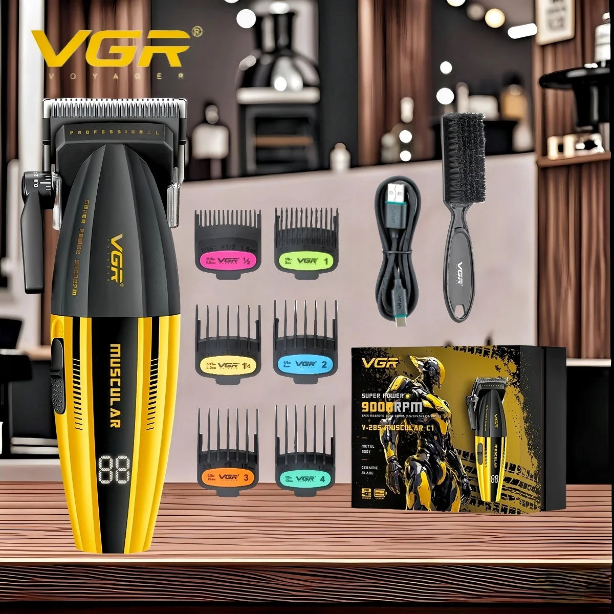 VGR Clipper Professional Hair Trimmer Electric Hair Cutting Machine 9000 RPM Hair Clipper Barber Cordless Clipper for Men V-285