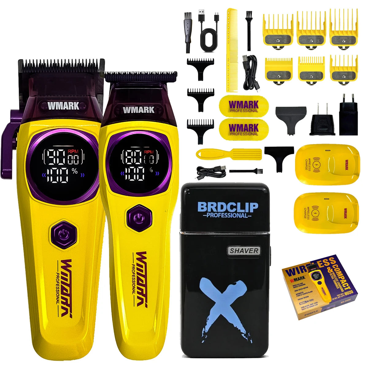 WMARK NG-8613KIT BRDCLIP Barber Set Professional Men's Hair Clipper Trimmer Set DLC Blade Electric Machine Barber Charging Base