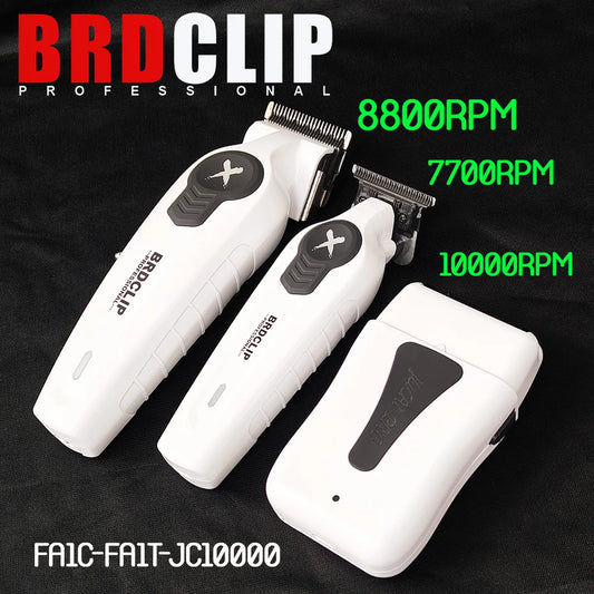 Professional BRDCLIP Barber FA1C FA1T JC10000 White 8800RPM 10000RPM DLC FADE Blade Hair Clipper Electric Trimmer Charging Base