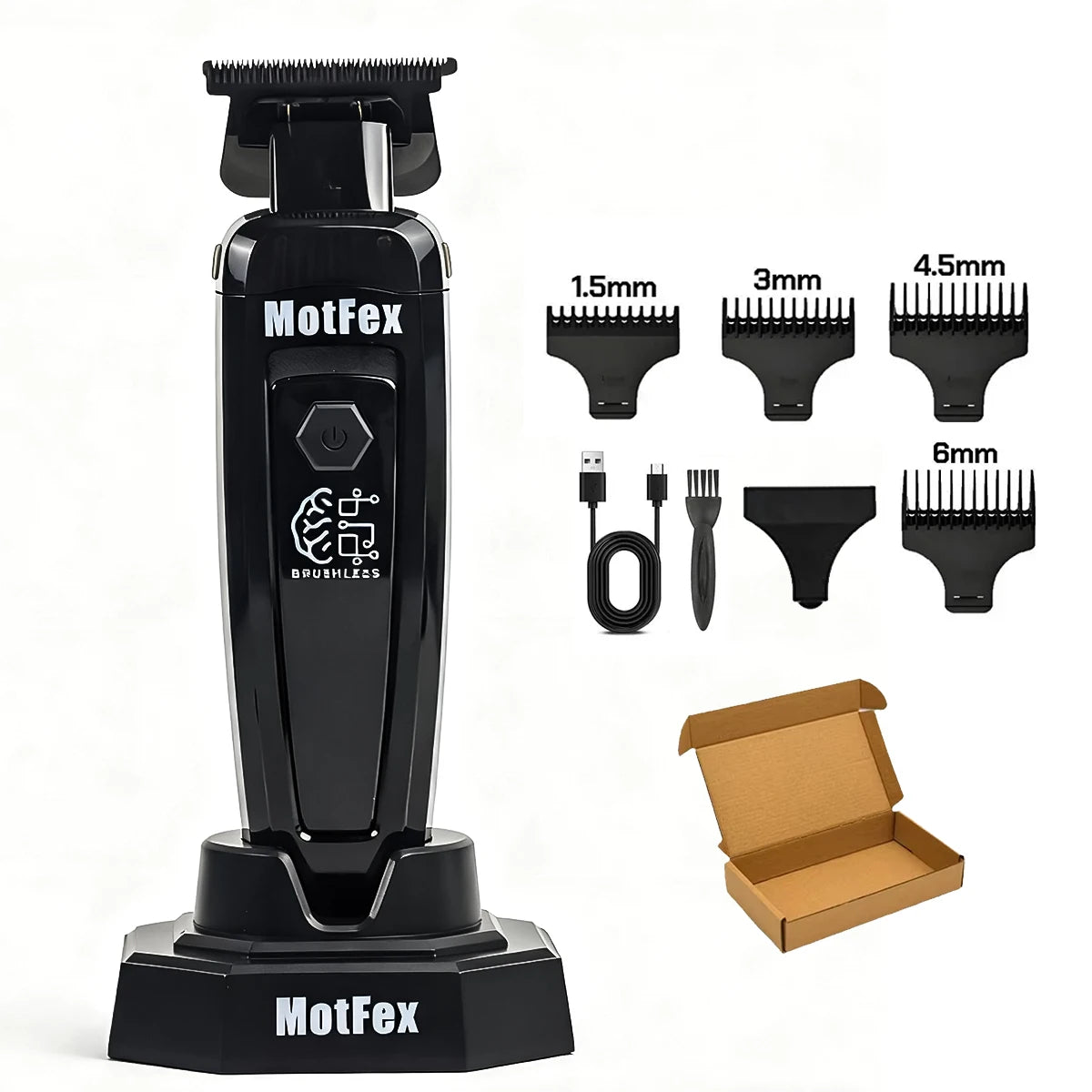 Brushless Motor 7500RPM Professional Electric Hair Trimmer DLC Blade with Base 2000mAh BRDCLIP Barber Shop Hair Clipper BRD 116