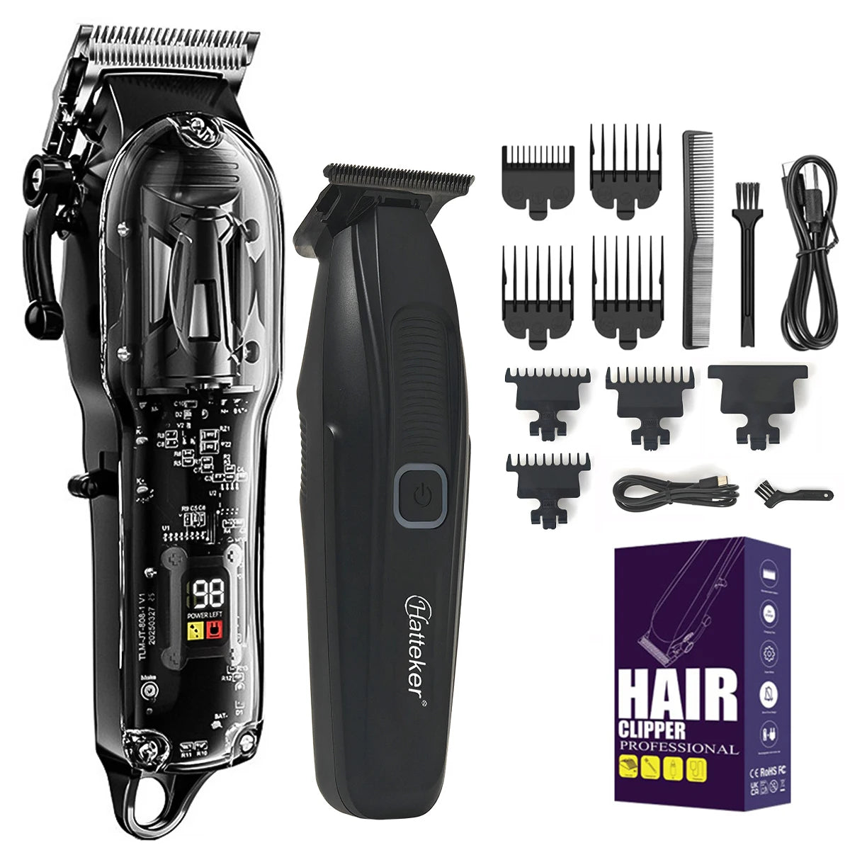 BRDCLIP 016 6135 6800RPM 7500RPM Professional Barber Hair Clipper Transparent Digital Hair Trimmer Salon Home Use Trimming Tool