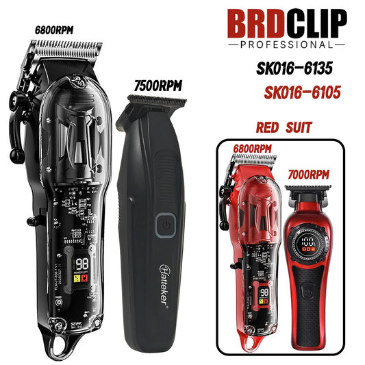 BRDCLIP 016 6135 6800RPM 7500RPM Professional Barber Hair Clipper Transparent Digital Hair Trimmer Salon Home Use Trimming Tool