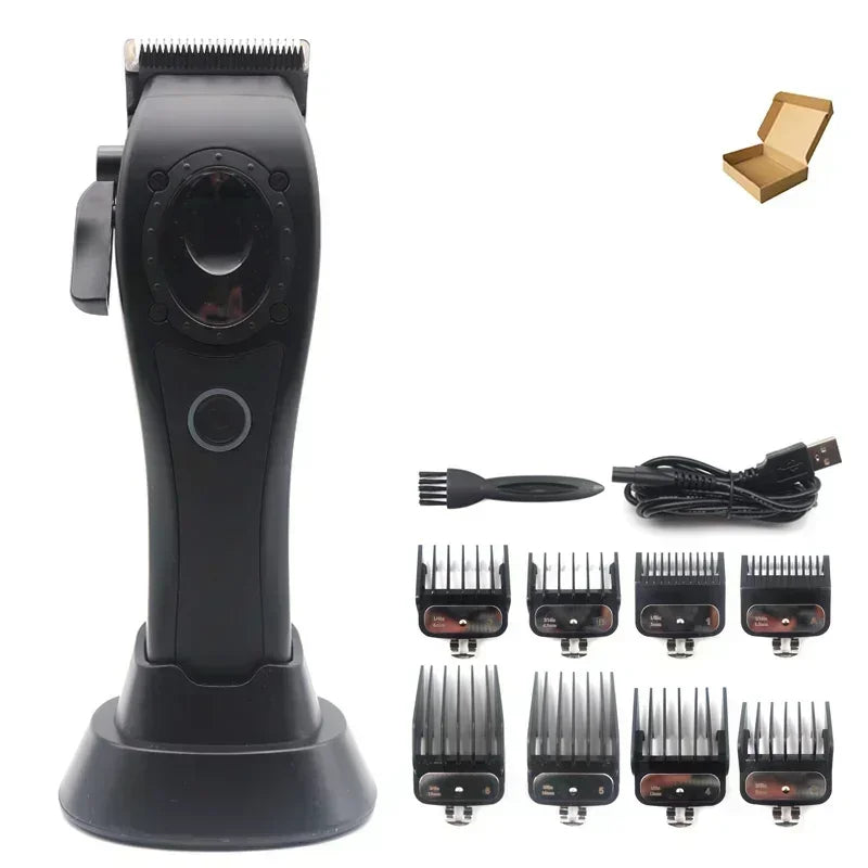 Professional Hair Clipper Hair Cutting Machine Electric Men's Trimmer with Seat Charger 8000RPM DLC Coated Blades New Model