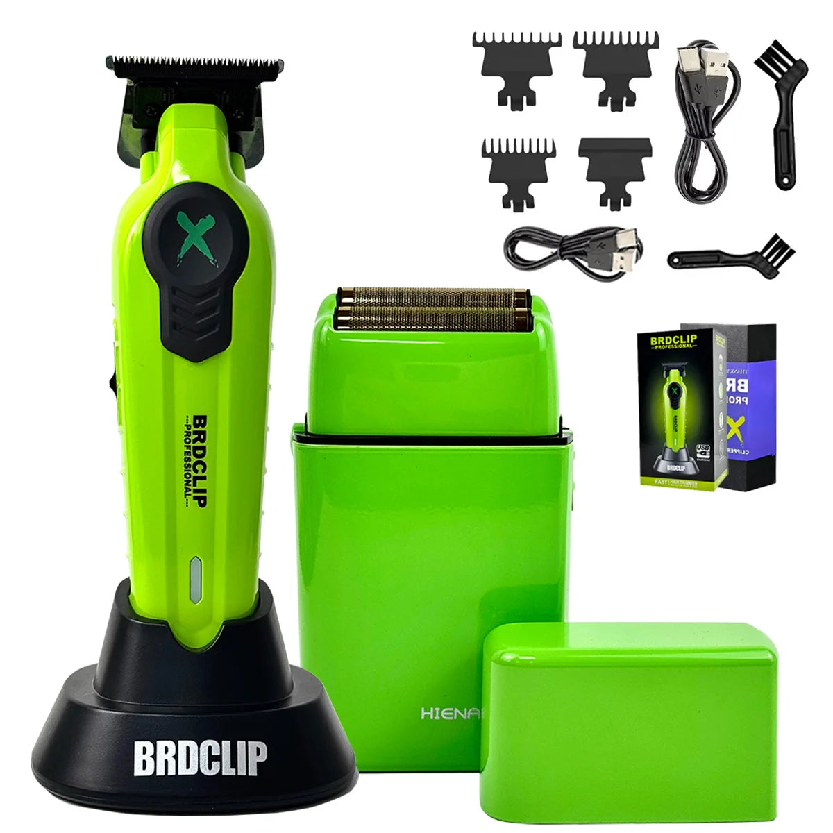 BRDCLIP High Power Professional Barber 2PC Set 8000rpm Shaver Sculpting Salon Hair Trimmer Ceramic Blade Clipper Finish Machine