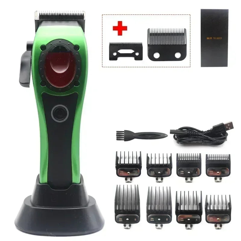 Professional Hair Clipper Hair Cutting Machine Electric Men's Trimmer with Seat Charger 8000RPM DLC Coated Blades New Model
