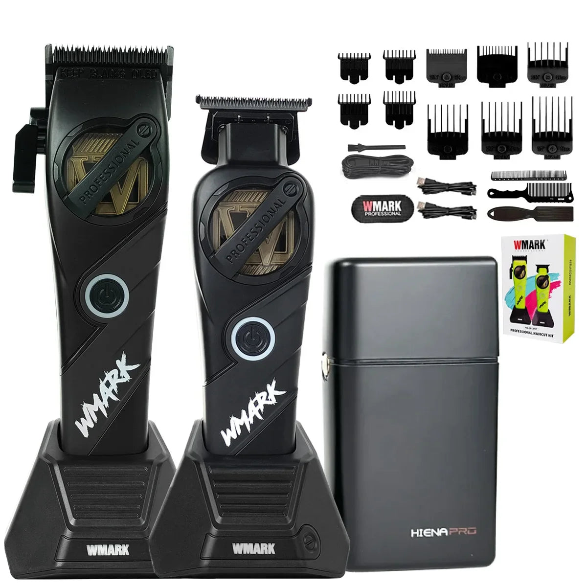 WMARK NG-8613KIT BRDCLIP Barber Set Professional Men's Hair Clipper Trimmer Set DLC Blade Electric Machine Barber Charging Base
