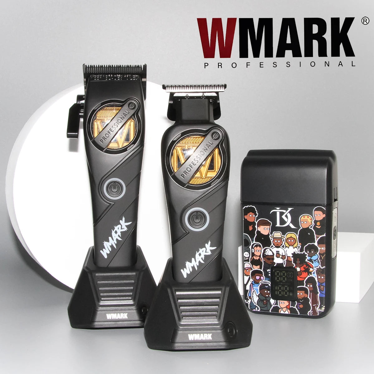 WMARK NG-8613KIT BRDCLIP Barber Set Professional Men's Hair Clipper Trimmer Set DLC Blade Electric Machine Barber Charging Base