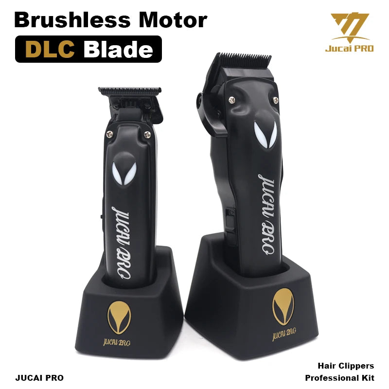 JUCAI JP-01 JP-02 Professional Hair Clipper Kit for Men DLC Blade Brushless Motor with Base Charger Barber Cutting Machines Kit