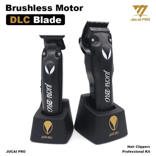 JUCAI JP-01 JP-02 Professional Hair Clipper Kit for Men DLC Blade Brushless Motor with Base Charger Barber Cutting Machines Kit