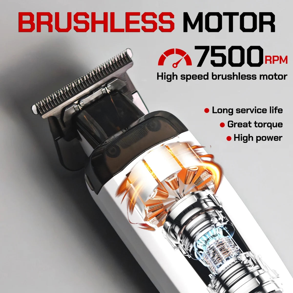 Brushless Motor 7500RPM Professional Electric Hair Trimmer DLC Blade with Base 2000mAh BRDCLIP Barber Shop Hair Clipper BRD 116