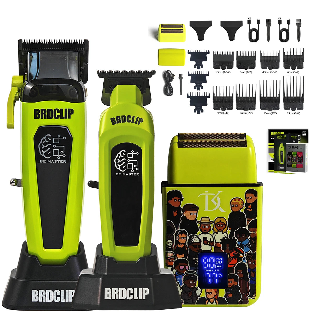 WMARK NG-8613KIT BRDCLIP Barber Set Professional Men's Hair Clipper Trimmer Set DLC Blade Electric Machine Barber Charging Base