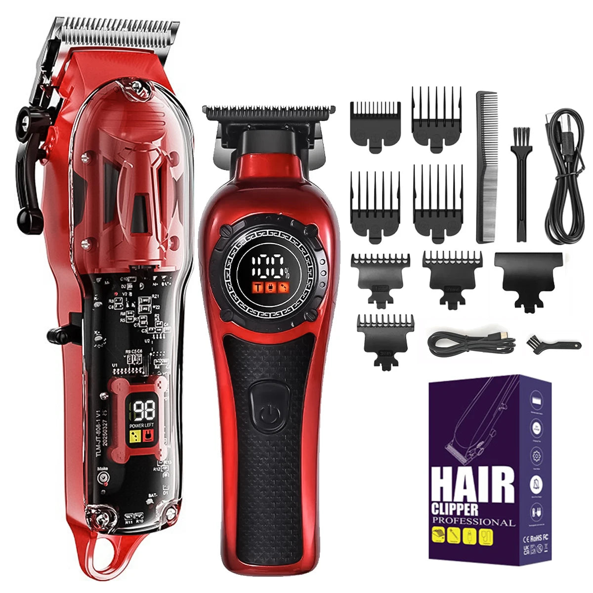 BRDCLIP 016 6135 6800RPM 7500RPM Professional Barber Hair Clipper Transparent Digital Hair Trimmer Salon Home Use Trimming Tool