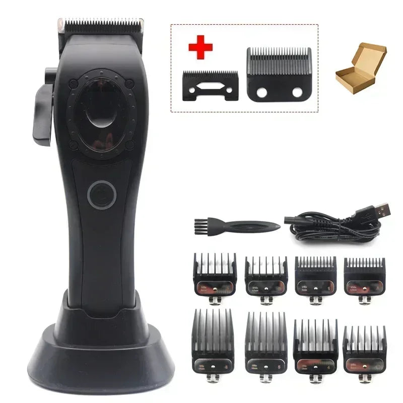 Professional Hair Clipper Hair Cutting Machine Electric Men's Trimmer with Seat Charger 8000RPM DLC Coated Blades New Model
