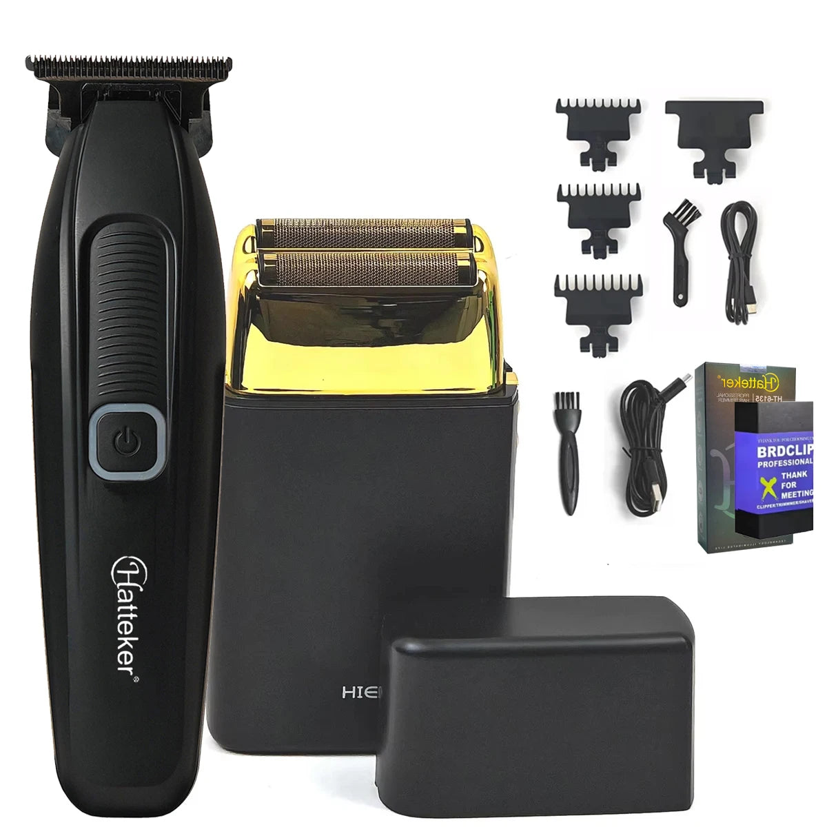 BRDCLIP High Power Professional Barber 2PC Set 8000rpm Shaver Sculpting Salon Hair Trimmer Ceramic Blade Clipper Finish Machine