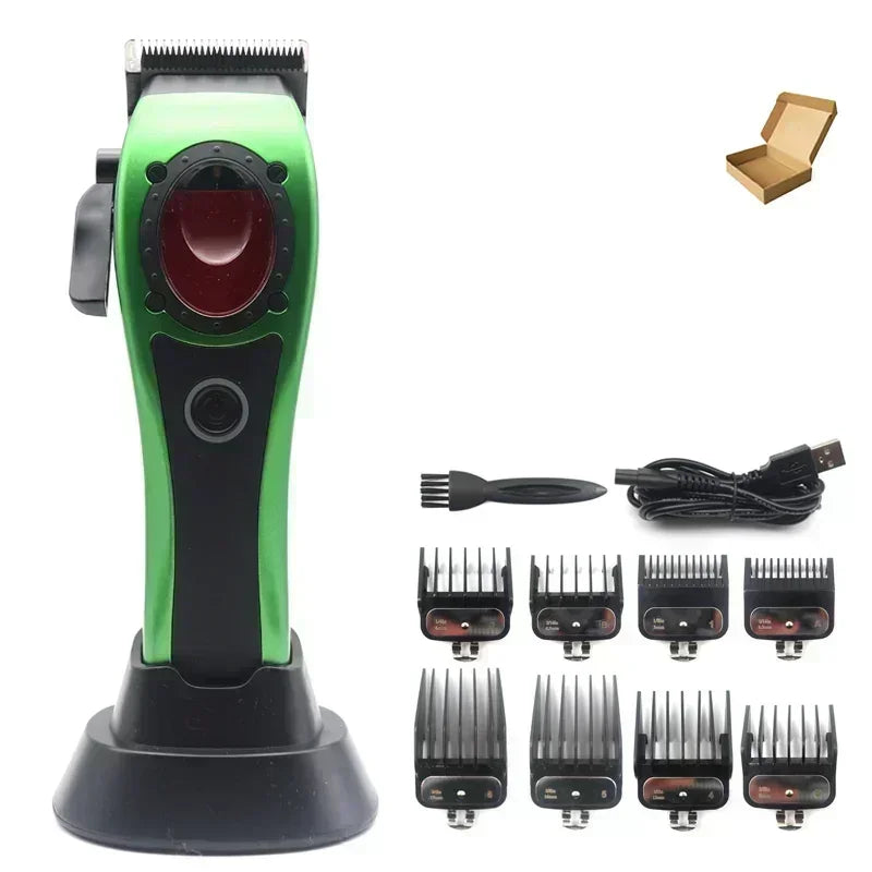 Professional Hair Clipper Hair Cutting Machine Electric Men's Trimmer with Seat Charger 8000RPM DLC Coated Blades New Model