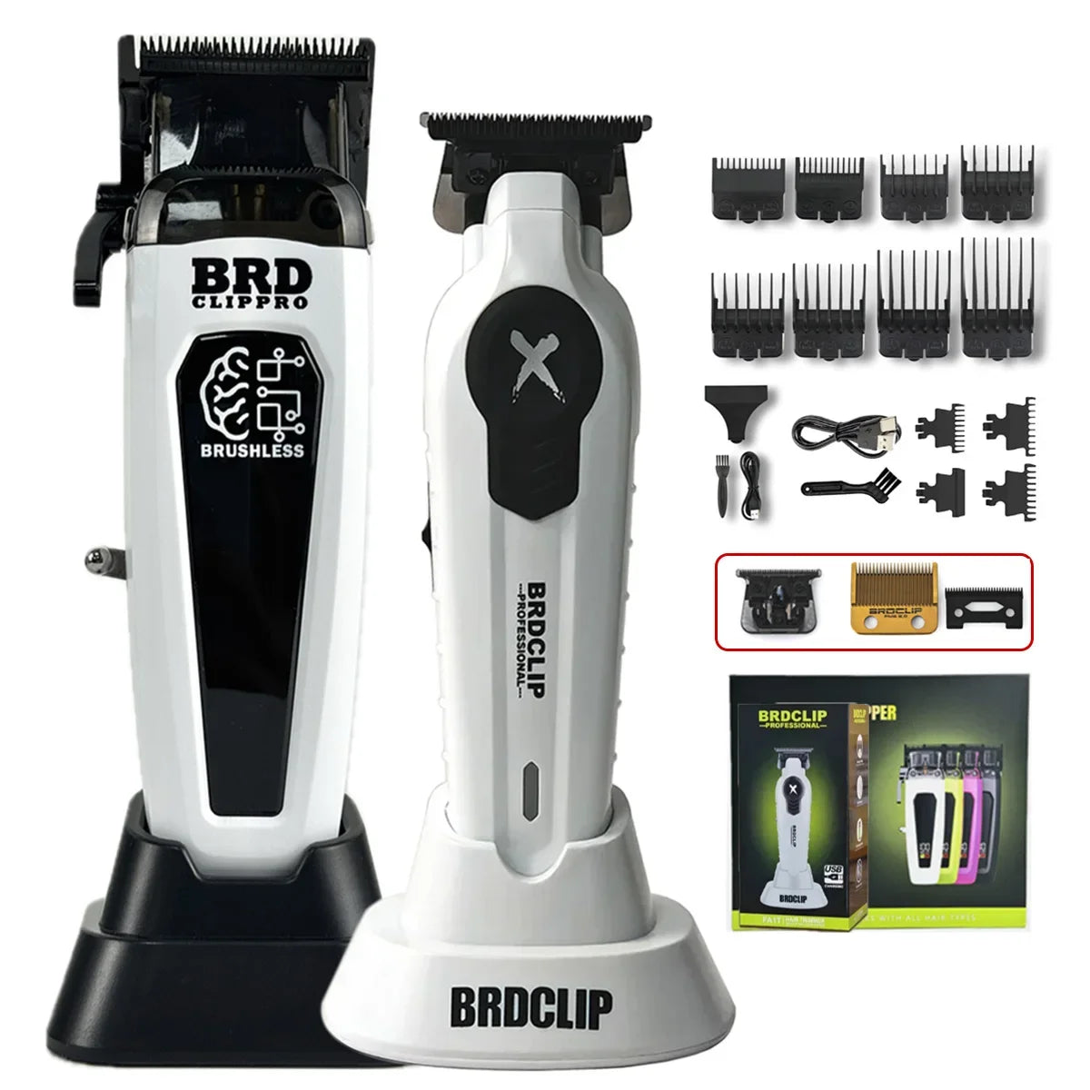 Professional BRDCLIP Barber FA1C FA1T JC10000 White 8800RPM 10000RPM DLC FADE Blade Hair Clipper Electric Trimmer Charging Base