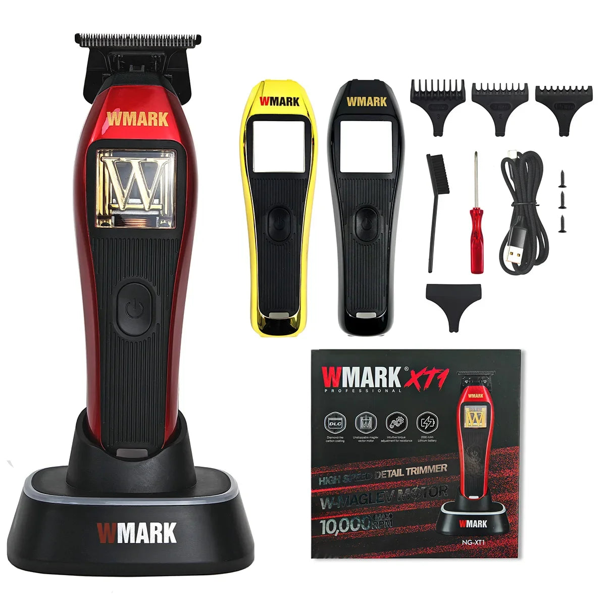 WMARK NG-8613KIT BRDCLIP Barber Set Professional Men's Hair Clipper Trimmer Set DLC Blade Electric Machine Barber Charging Base