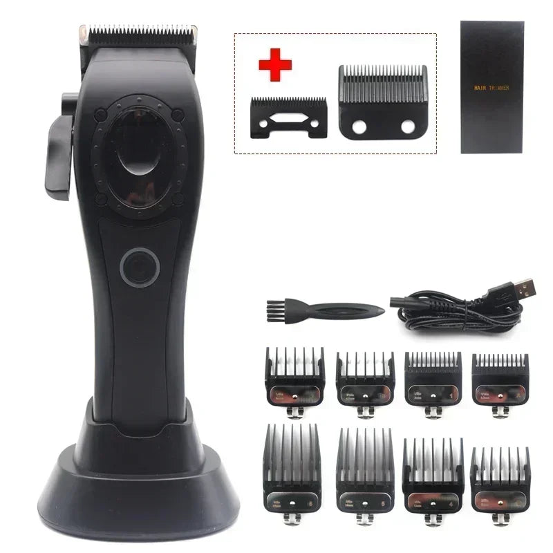 Professional Hair Clipper Hair Cutting Machine Electric Men's Trimmer with Seat Charger 8000RPM DLC Coated Blades New Model