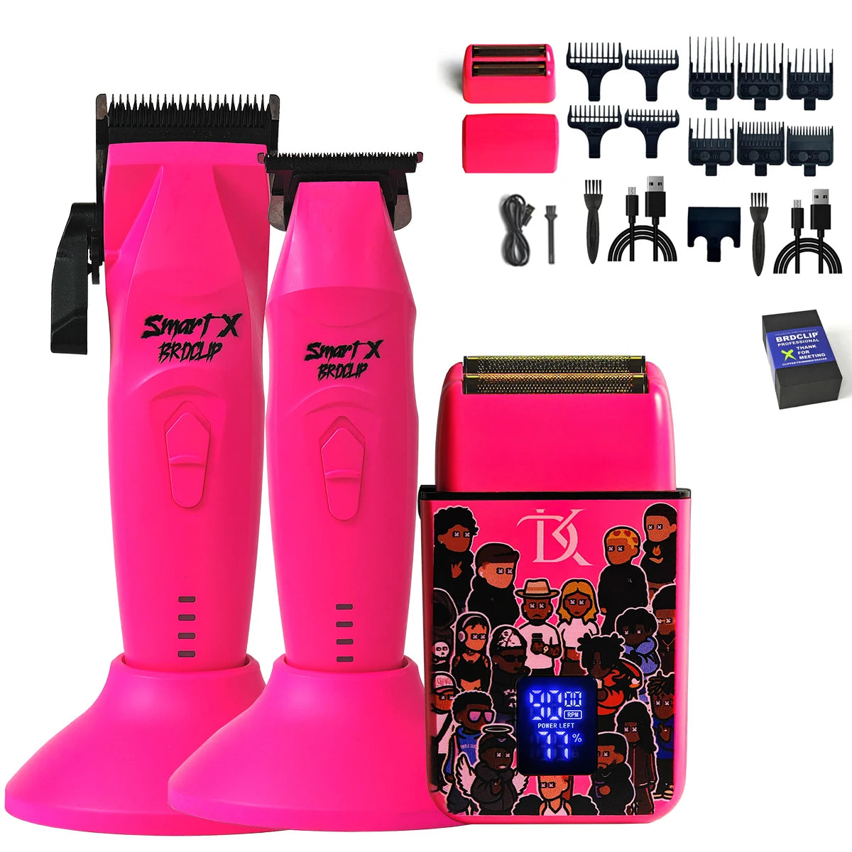 WMARK NG-8613KIT BRDCLIP Barber Set Professional Men's Hair Clipper Trimmer Set DLC Blade Electric Machine Barber Charging Base