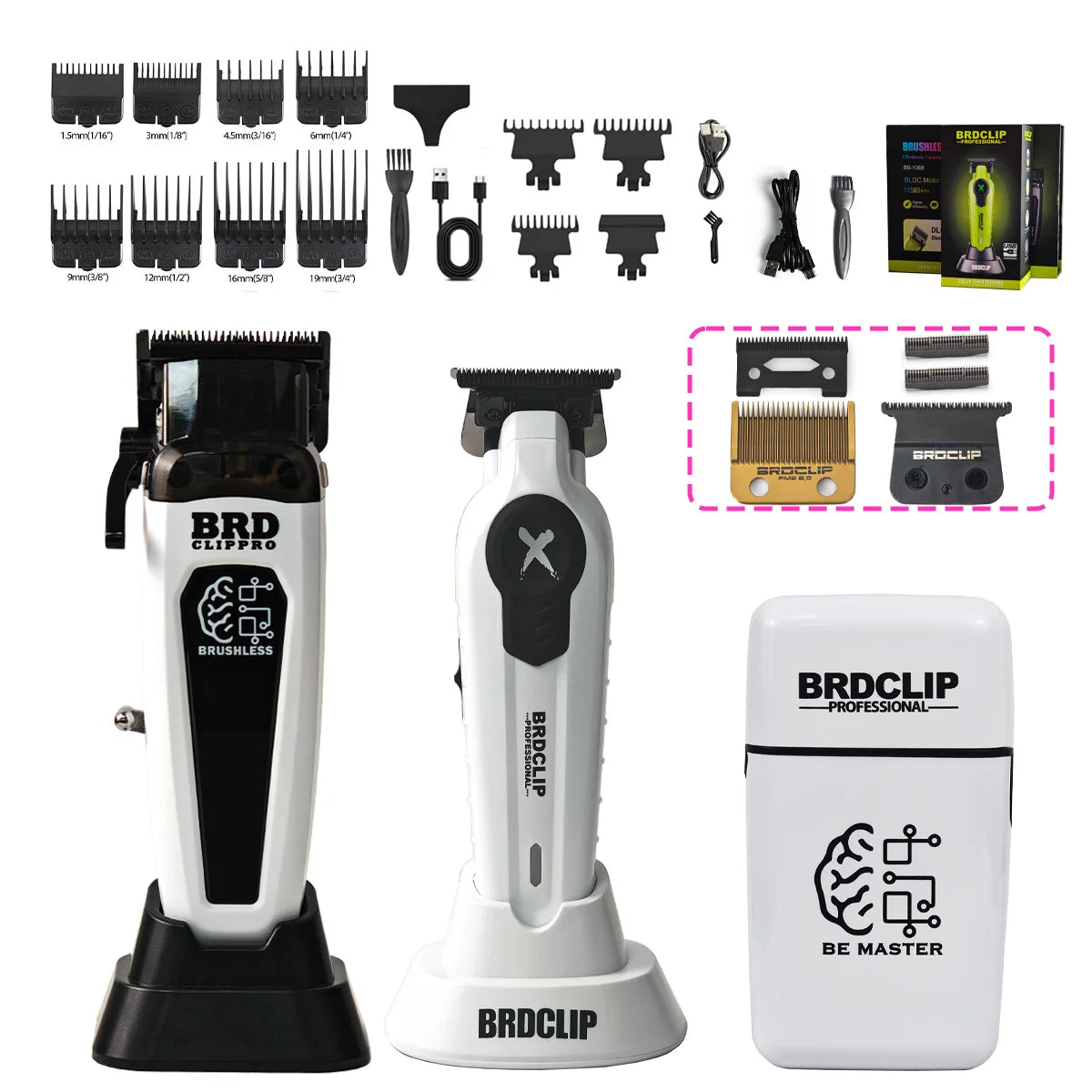 Professional BRDCLIP Barber FA1C FA1T JC10000 White 8800RPM 10000RPM DLC FADE Blade Hair Clipper Electric Trimmer Charging Base