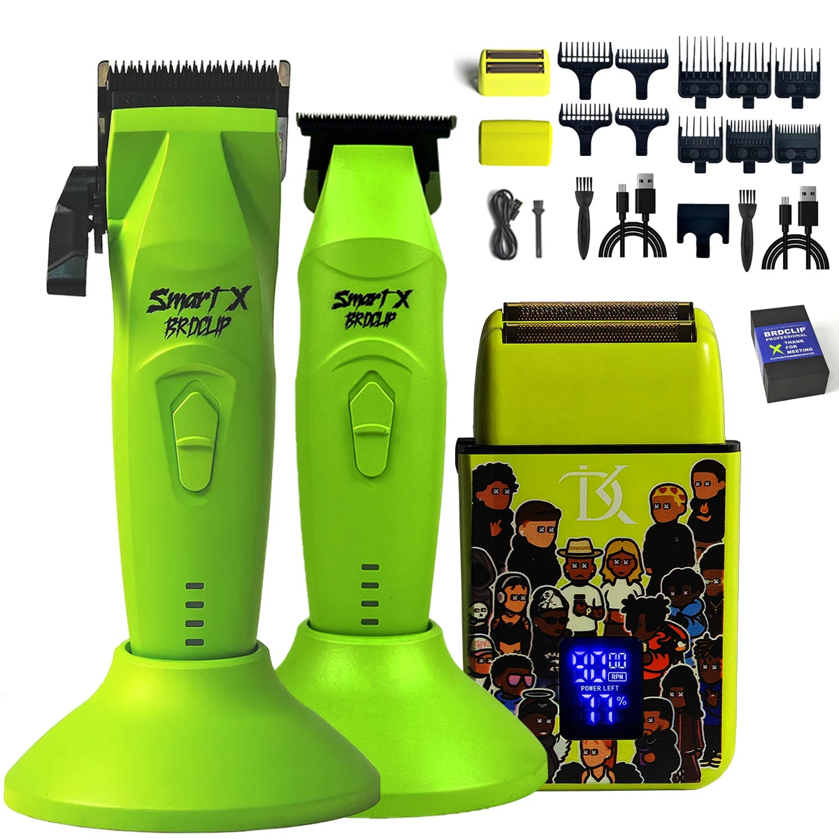 WMARK NG-8613KIT BRDCLIP Barber Set Professional Men's Hair Clipper Trimmer Set DLC Blade Electric Machine Barber Charging Base