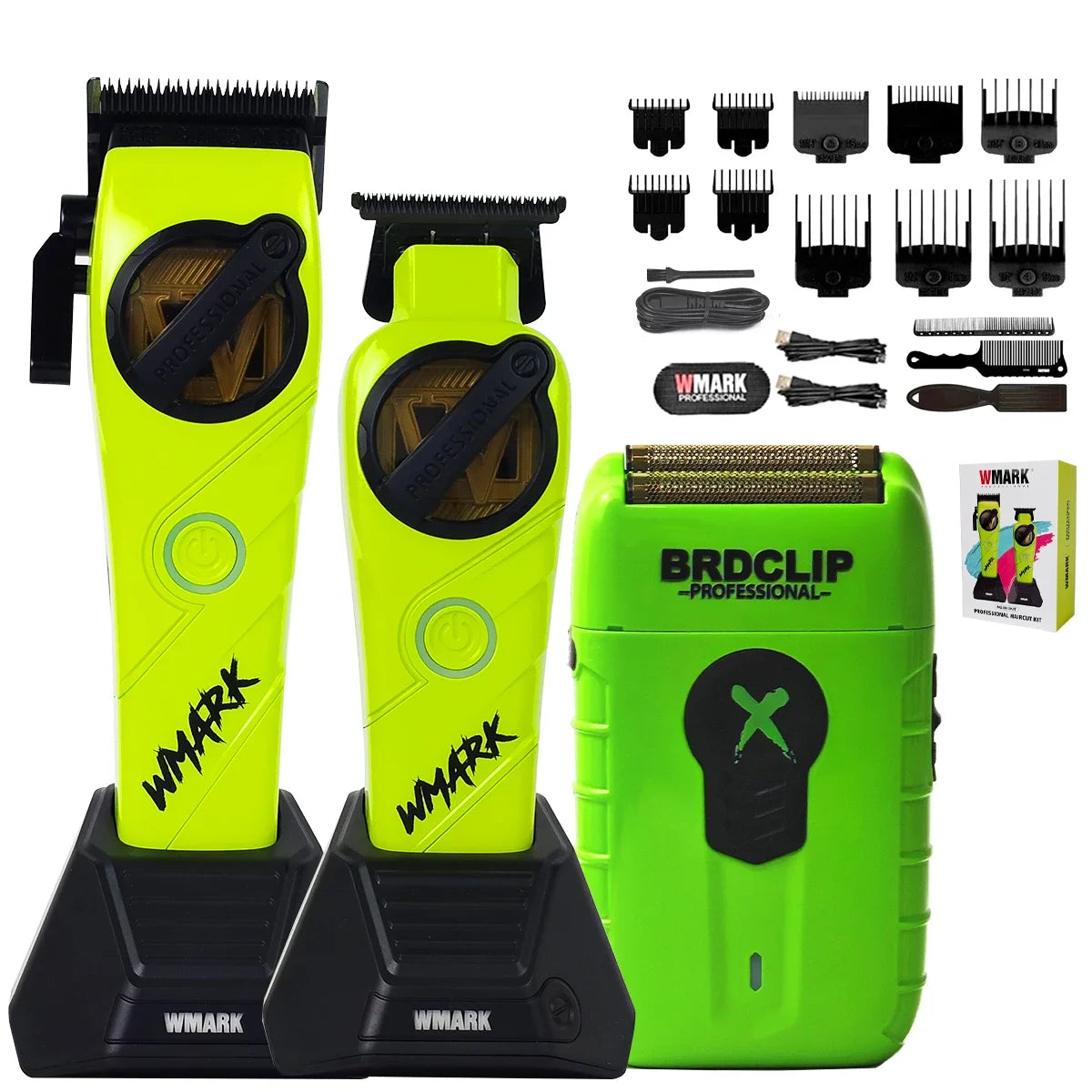 WMARK NG-8613KIT BRDCLIP Barber Set Professional Men's Hair Clipper Trimmer Set DLC Blade Electric Machine Barber Charging Base