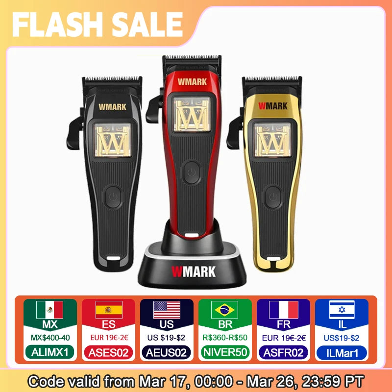 WMARK NG-X1 Professional Hair Clippers for Men,Microchipped Magnetic Motor 10000RPM 9V with Charge Stand,Cordless Cutter Trimmer