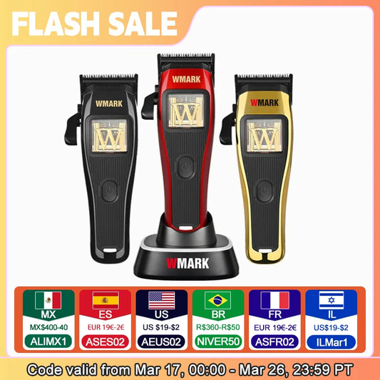 WMARK NG-X1 Professional Hair Clippers for Men,Microchipped Magnetic Motor 10000RPM 9V with Charge Stand,Cordless Cutter Trimmer