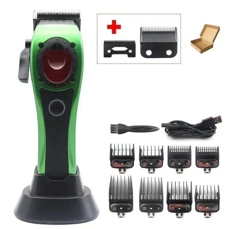 Professional Hair Clipper Hair Cutting Machine Electric Men's Trimmer with Seat Charger 8000RPM DLC Coated Blades New Model