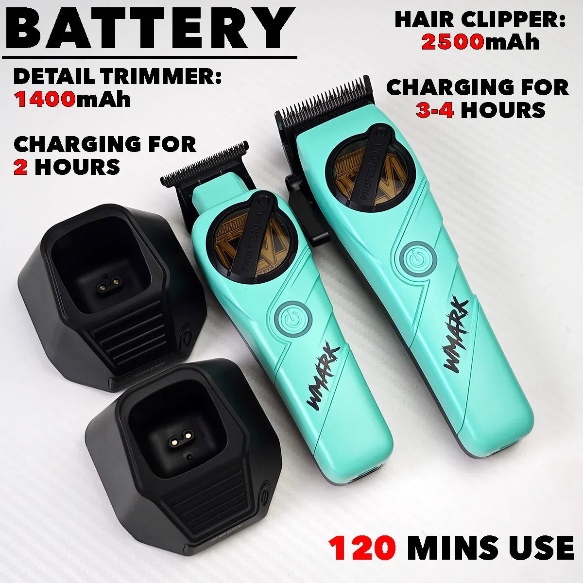 WMARK NG-8613KIT BRDCLIP Barber Set Professional Men's Hair Clipper Trimmer Set DLC Blade Electric Machine Barber Charging Base