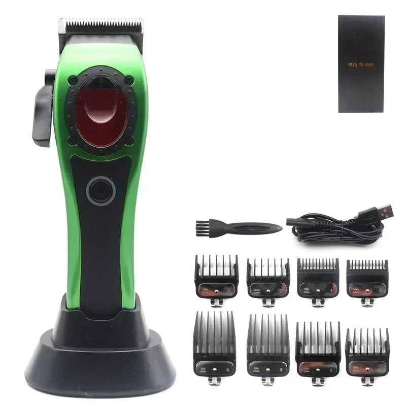 Professional Hair Clipper Hair Cutting Machine Electric Men's Trimmer with Seat Charger 8000RPM DLC Coated Blades New Model