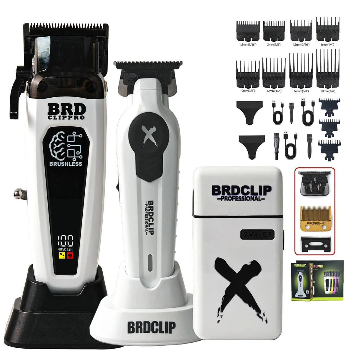 Professional BRDCLIP Barber FA1C FA1T JC10000 White 8800RPM 10000RPM DLC FADE Blade Hair Clipper Electric Trimmer Charging Base