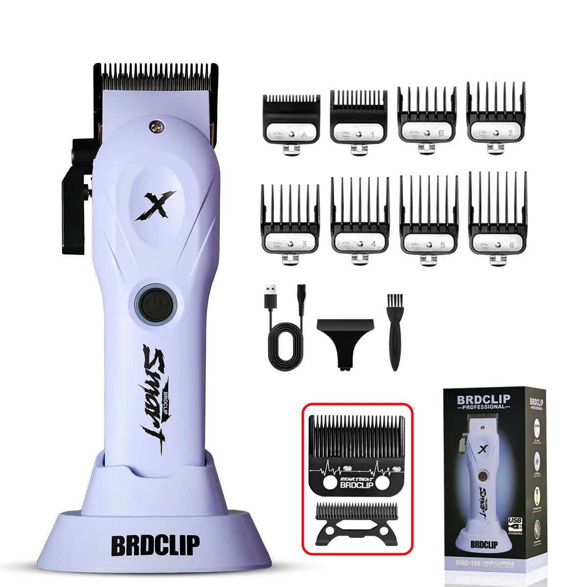 8800RPM New Professional BRDCLIP BRD-108 Electric High Power Motor Hair Clipper Hair Salon 4500mAH DLC Blade Men Barber Machine