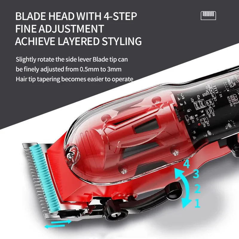 BRDCLIP 016 6135 6800RPM 7500RPM Professional Barber Hair Clipper Transparent Digital Hair Trimmer Salon Home Use Trimming Tool