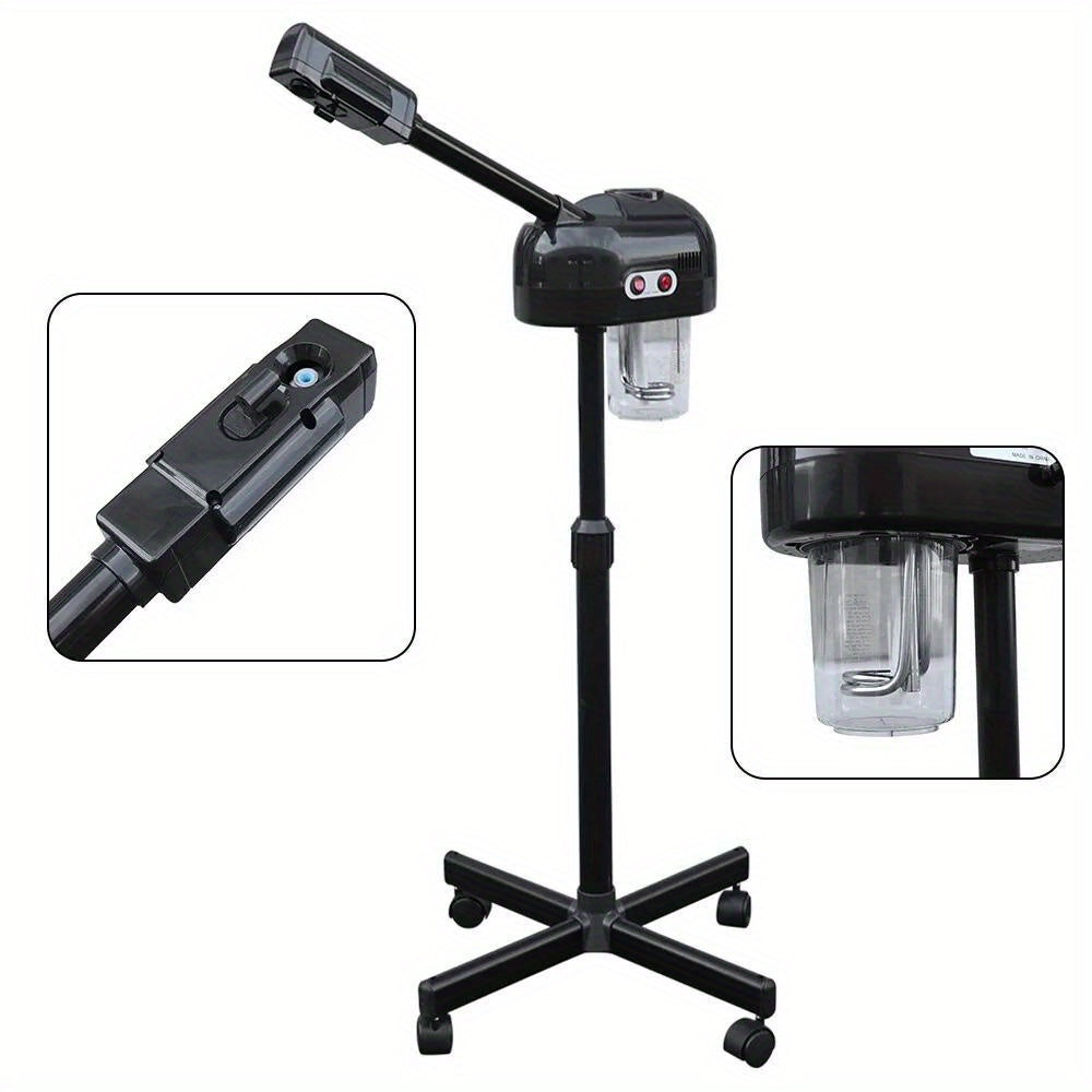 Compact Size] Ebony Elegance: Professional 2-in-1 Black Facial Steamer